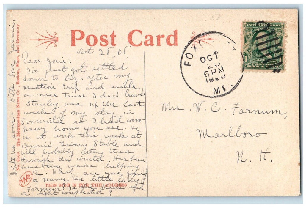 1909 Soldiers Monument Dirt Road Photograph Foxcroft Maine ME Antique Postcard