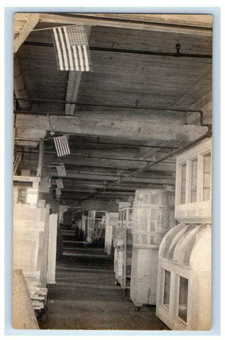 c1910 Interior Furniture Factory Company Patriotic Lumber RPPC Photo Postcard