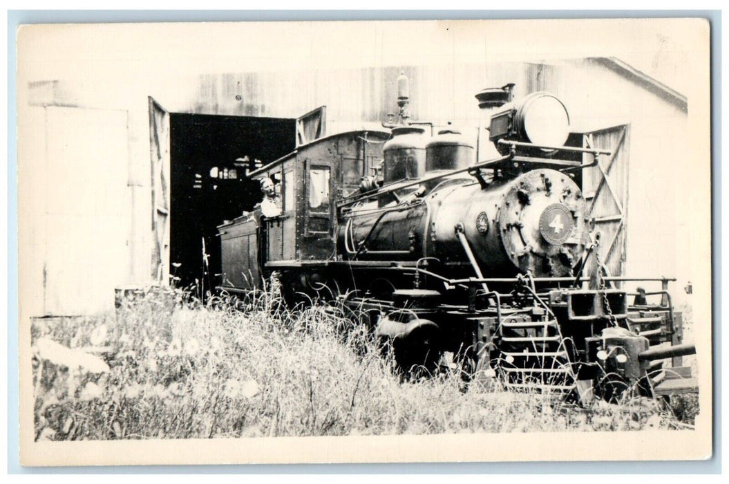 c1940's Arcata & Mad River Railroad Locomotive Train #4 RPPC Photo Postcard