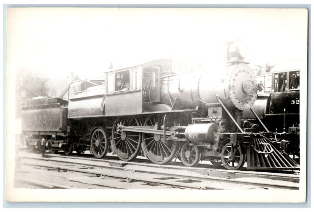 c1940's Locomotive Train #573 Rail Yard Railroad RPPC Photo Postcard