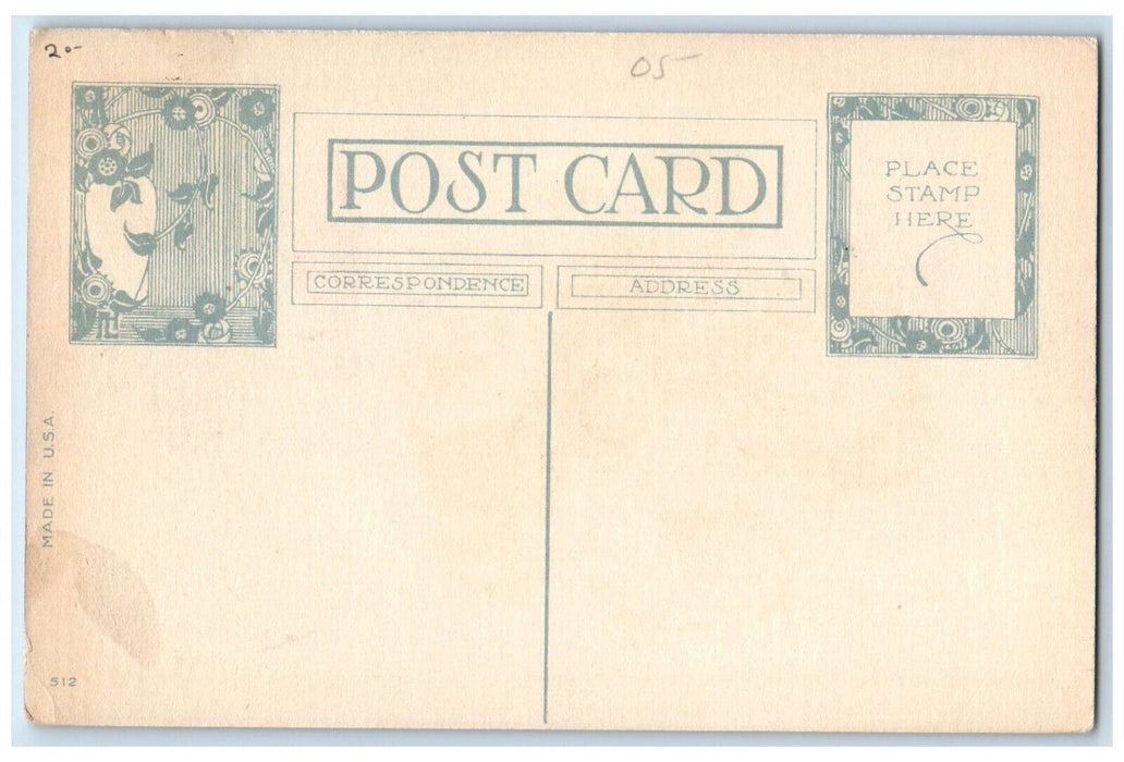 c1910's Christmas Santa Claus Sledding Winter Snow Pine Tree Antique Postcard