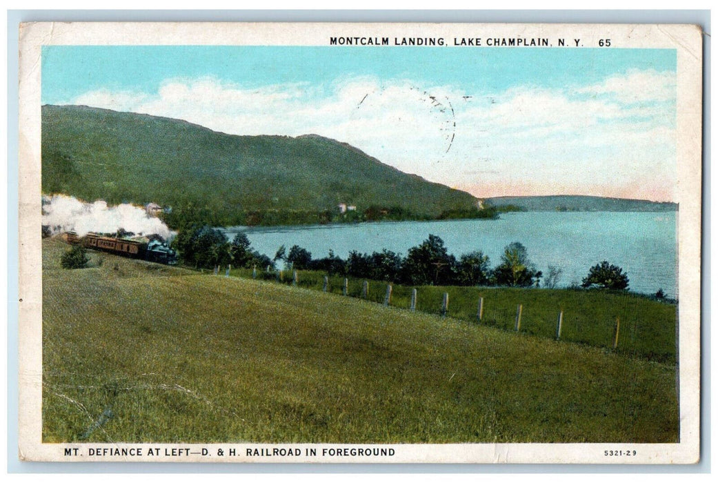 1933 Mt Defiance, D&H Railroad, Montcalm Landing Lake Champlain NY Postcard