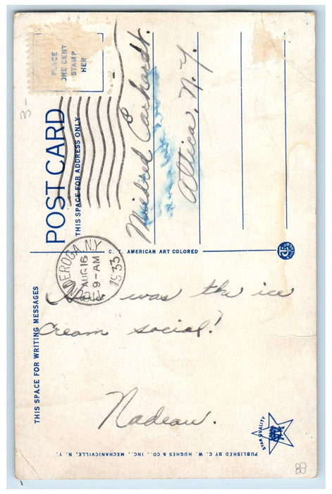1933 Mt Defiance, D&H Railroad, Montcalm Landing Lake Champlain NY Postcard