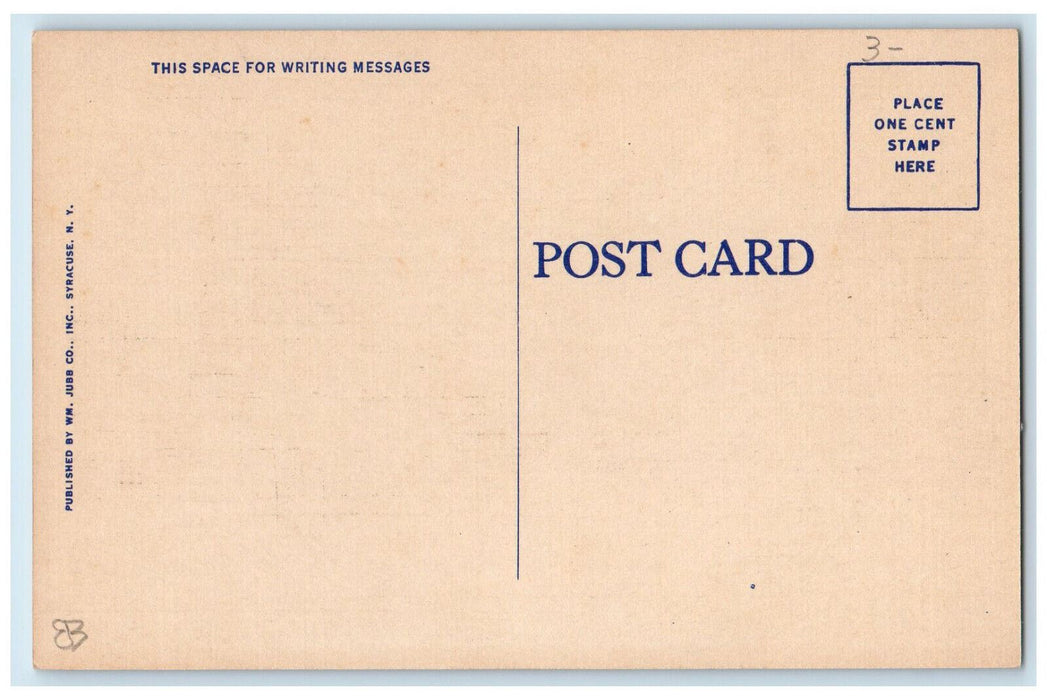c1940's Looking South on Jefferson Street Business Section Pulaski NY Postcard