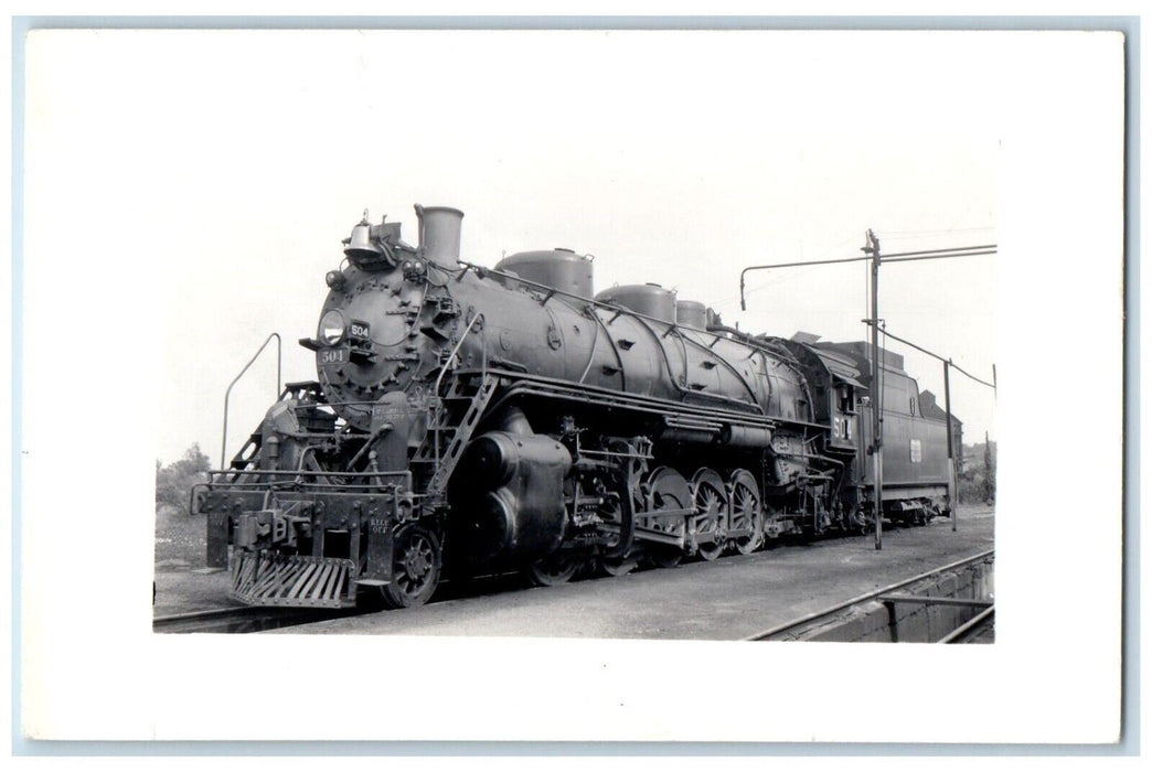 c1940's Locomotive Train #504 Railroad Railway RPPC Photo Postcard