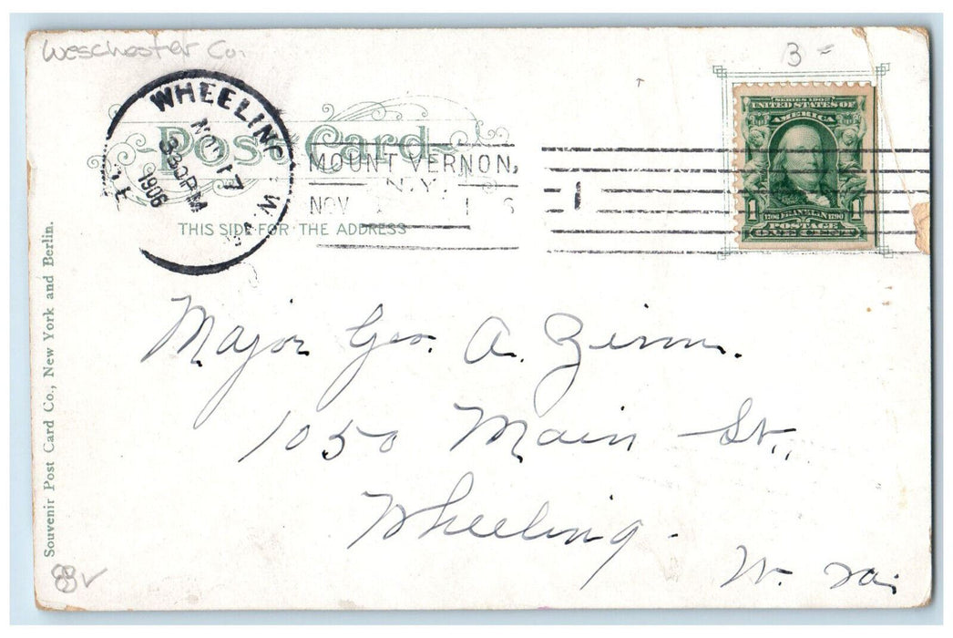 1906 NYNH & H Railroad Station Mt. Vernon New York NY, Wheeling WV Postcard