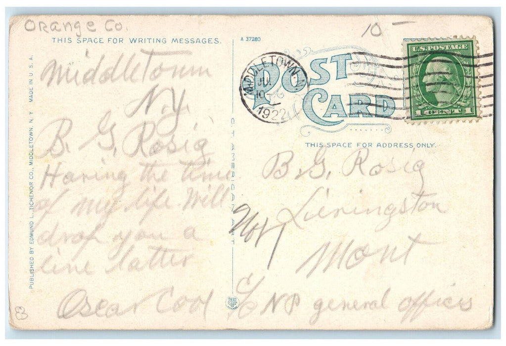 1922 Erie Railroad Station and Depot Street Middletown New York NY Postcard