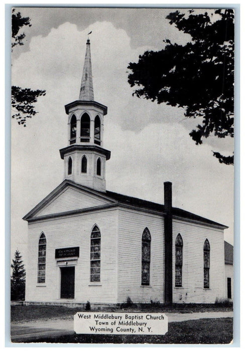 c1950's West Middlebury Baptist Church Town of Middlebury Wyoming NY Postcard