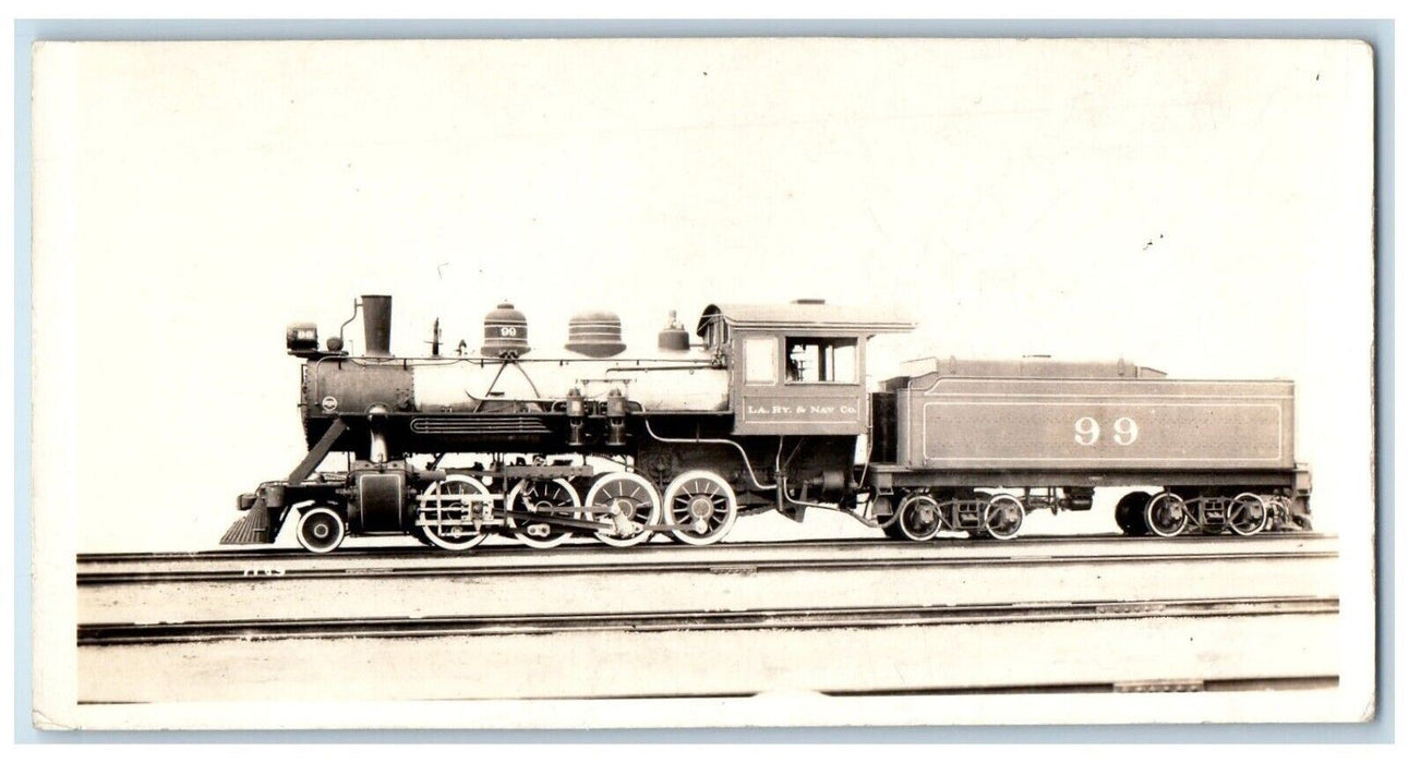 1924 Louisiana Railway & Navigation Co. Locomotive Train #99 RPPC Photo Postcard