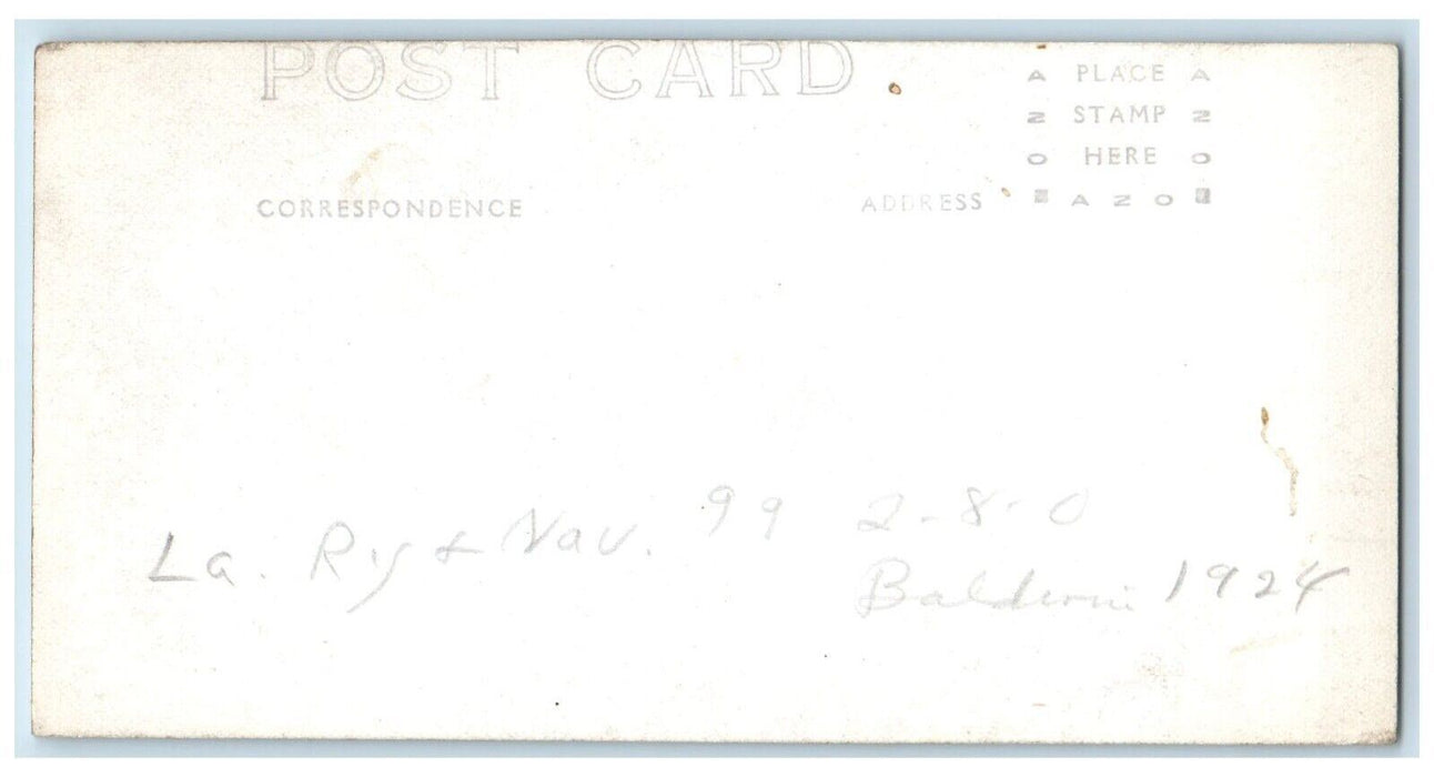 1924 Louisiana Railway & Navigation Co. Locomotive Train #99 RPPC Photo Postcard