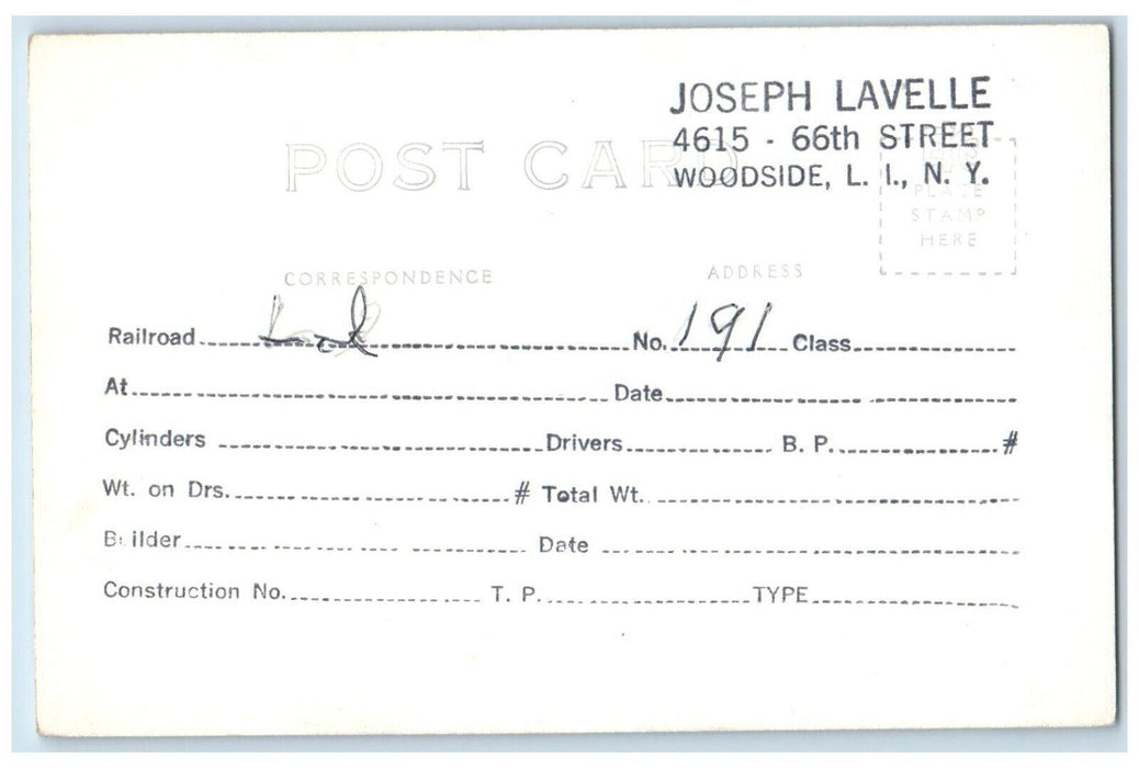 c1940's Long Island Locomotive Train # 141 Rail Yard Railway RPPC Photo Postcard