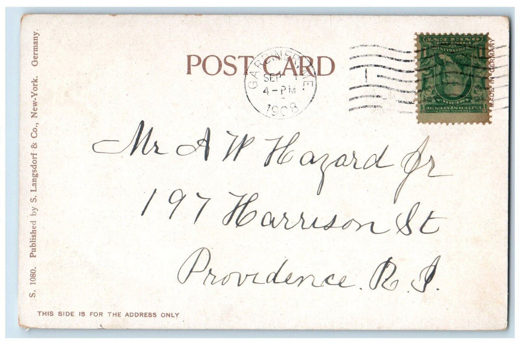 1908 Indian Trail At The Oaklands Forest Gardiner Maine ME Antique Postcard