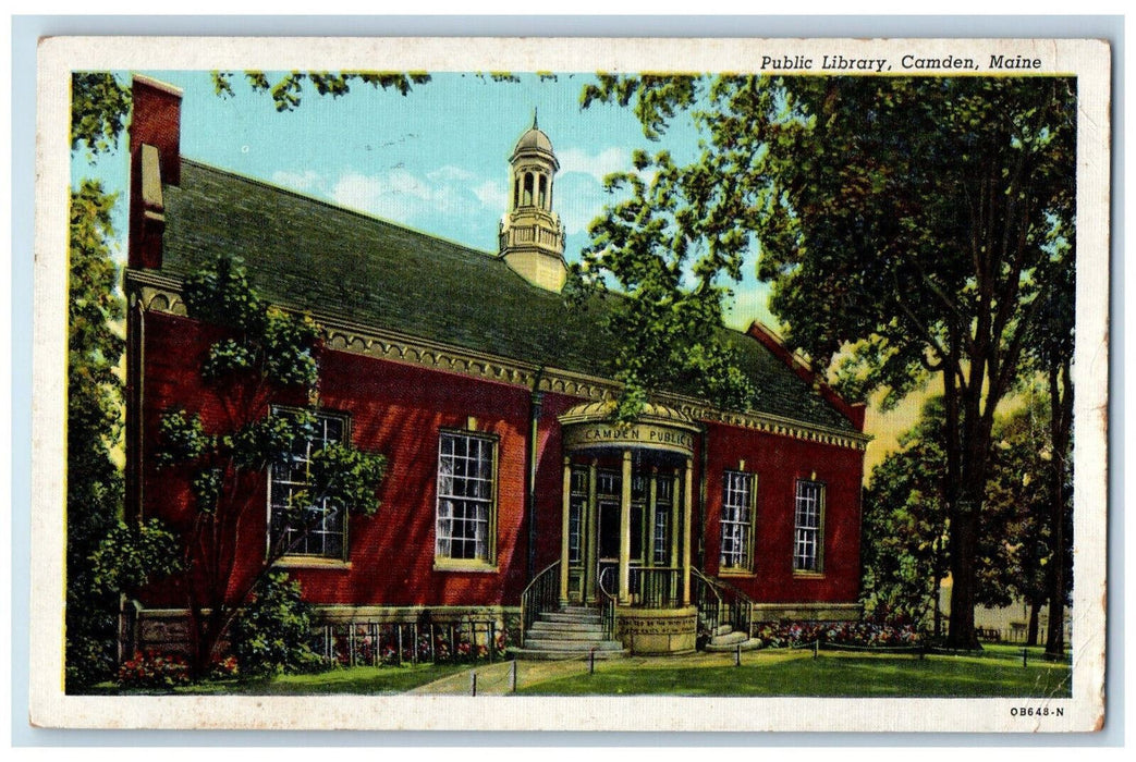 c1950's Colonial Architecture Public Library Camden Maine ME Posted Postcard