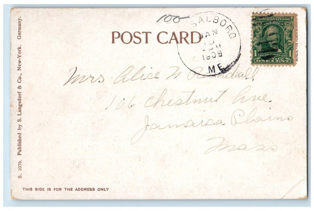 1909 View Of Palmer Fountain And Park Gardiner Maine ME Posted Antique Postcard