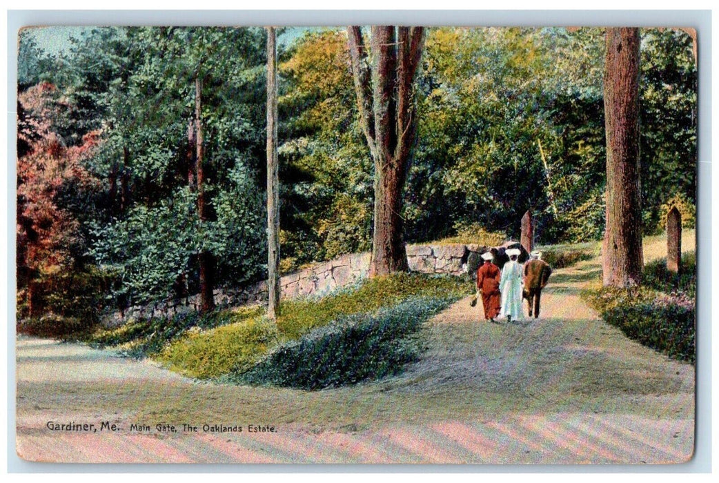 1911 Main Gate The Oaklands Estate Gardiner Maine ME Posted Antique Postcard