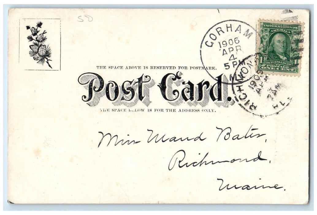 1906 First Baptist Church From Gorham Normal School Gorham Maine ME Postcard