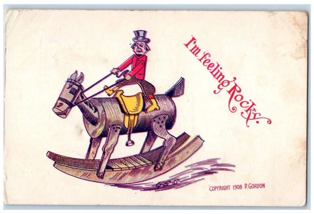 c1910's Rocking Horse Hand Cancel RFD Elwood Iowa IA Posted Antique Postcard