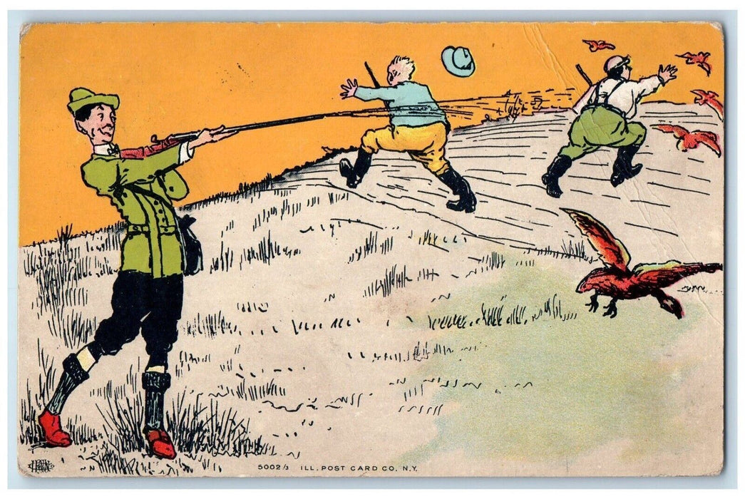 1907 Duck Hunting Wildly Shooting New Bedford Massachusetts MA Antique Postcard