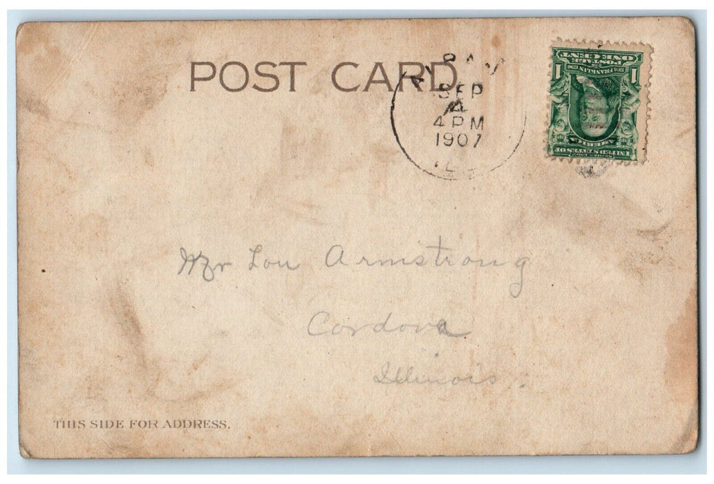 1907 Men Talking Telephone Cordova Illinois IL Posted Antique Postcard