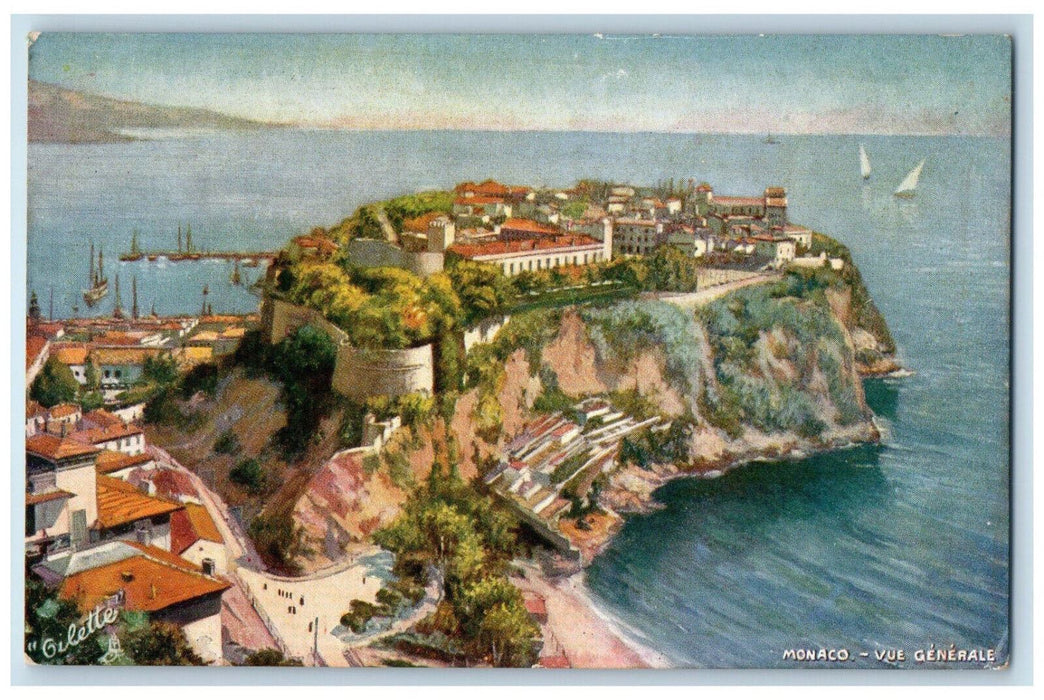 c1905 General View of Boat Landing Buildings in Monaco Oilette Tuck Art Postcard