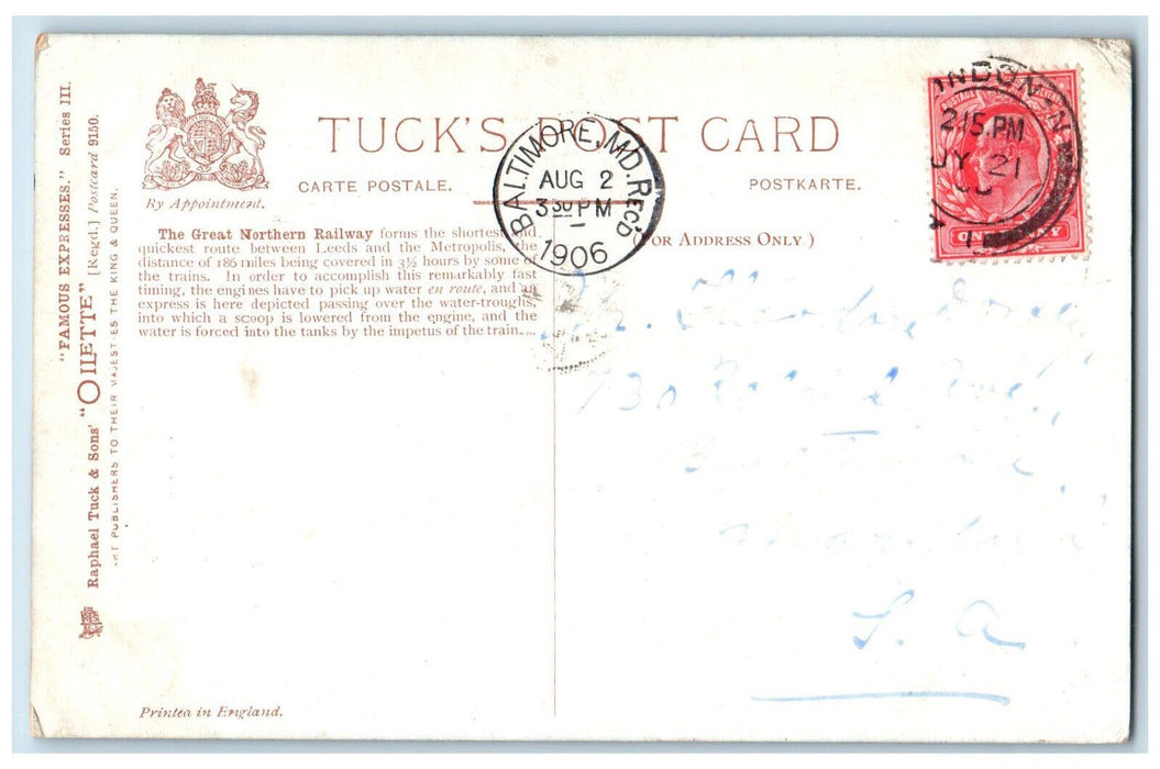 1906 Famous Expresses Great Northern Railway Leeds Oilette Tuck Art Postcard
