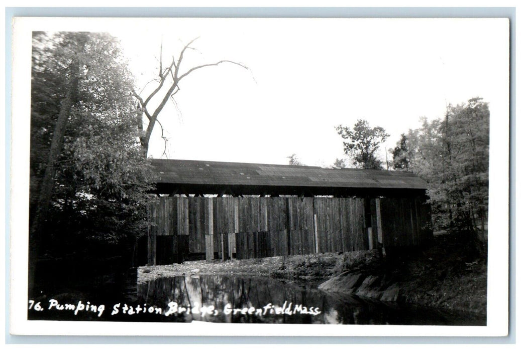 c1950's Pumping Station Bridge Greenfield Massachusetts MA RPPC Photo Postcard