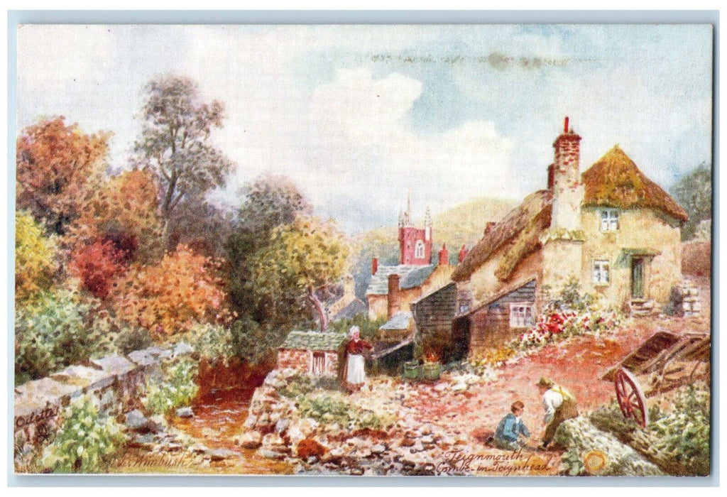 c1910 Teignmouth Combe-in-Teignhead Devon England Oilette Tuck Art Postcard