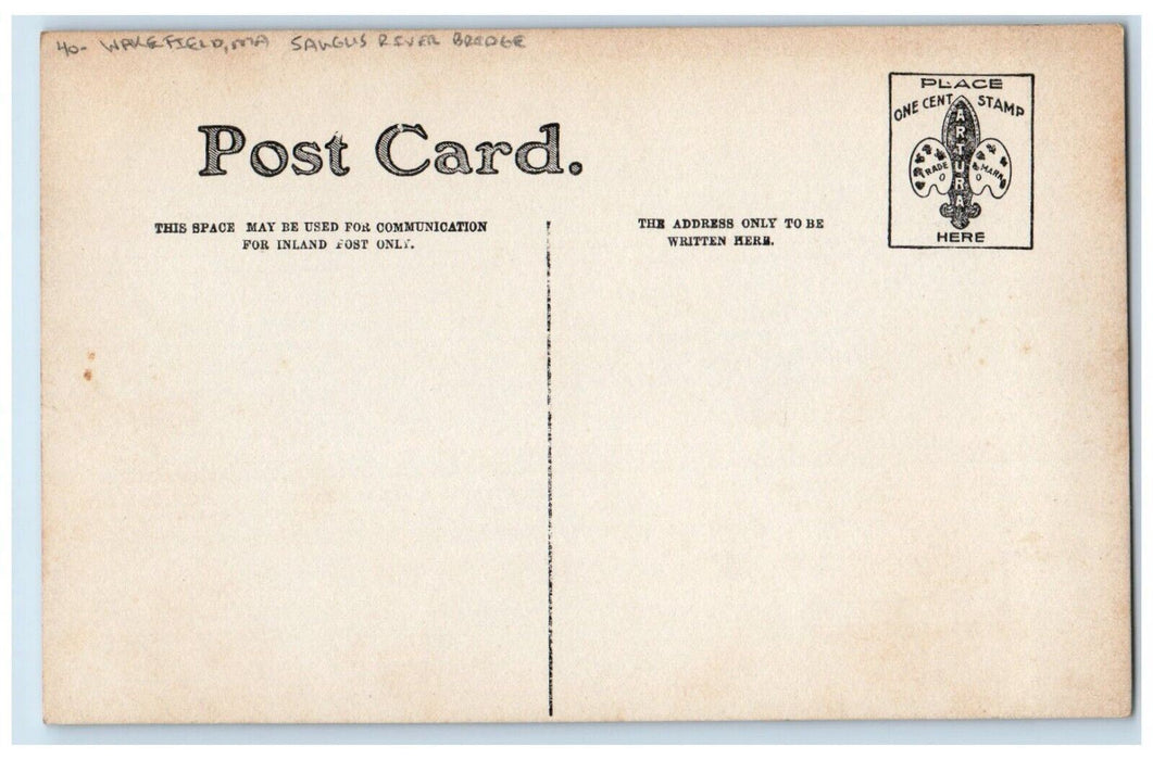 c1910's Saugus River Bridge Wakefield Massachusetts MA RPPC Photo Postcard