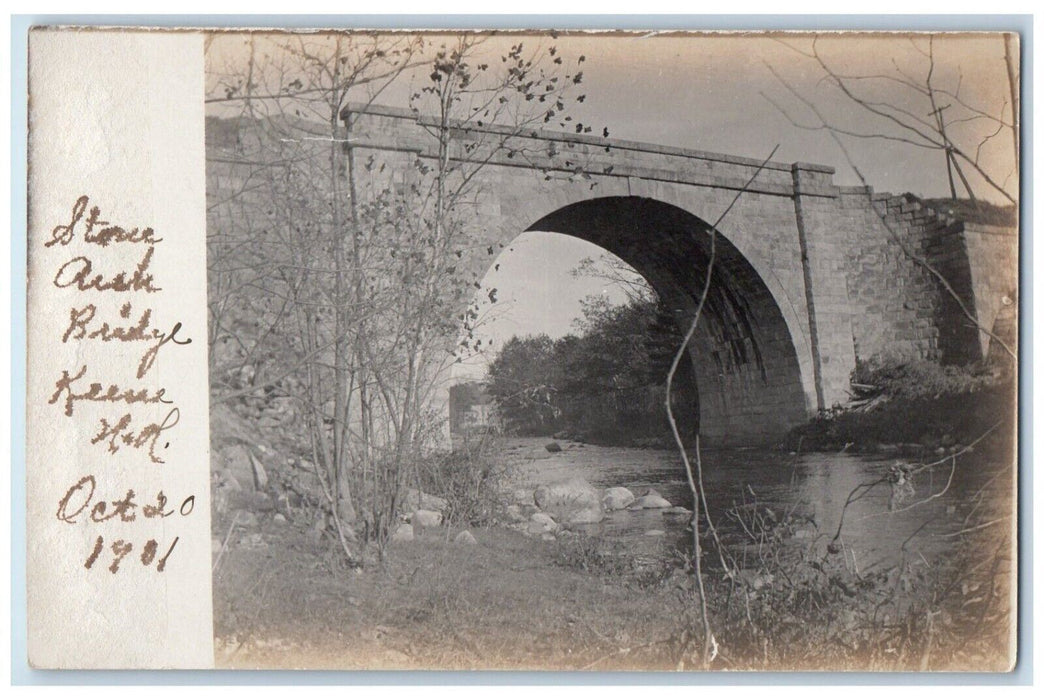 Stone Arch Bridge Cheshire Railroad Keene New Hampshire NH RPPC Photo Postcard