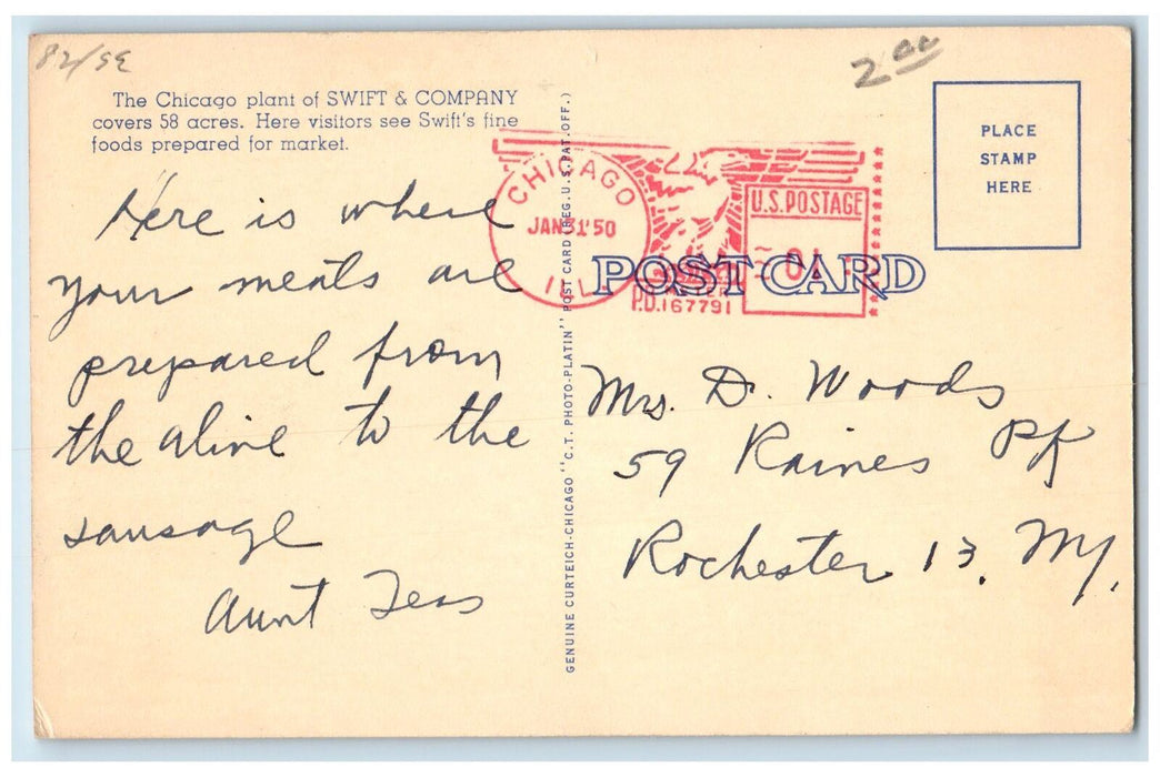 1950 The Chicago Plant Of Swift And Company Scene Chicago Illinois IL Postcard