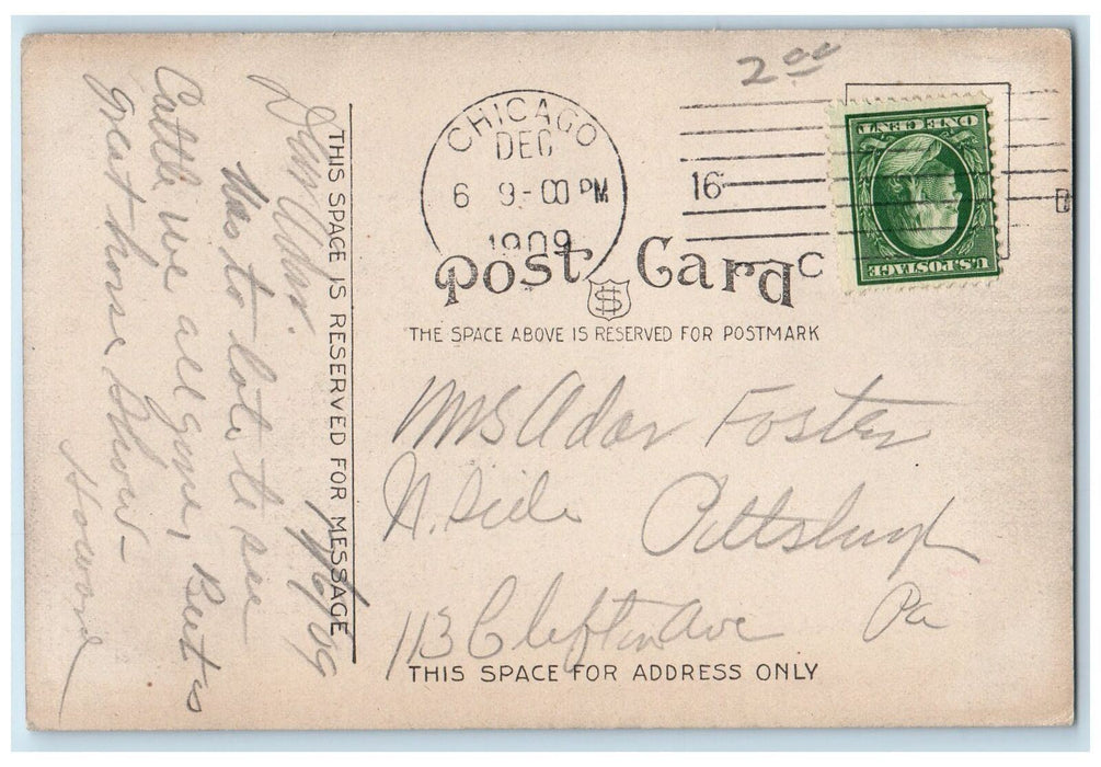 1909 A Busy Alley US Yards Cow boys Fence Chicago Illinois IL Posted Postcard