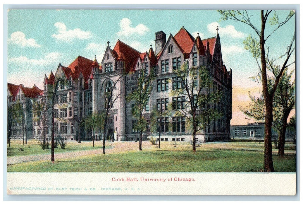c1905's Cobb Hall Exterior Scene University Of Chicago IL Unposted Tree Postcard