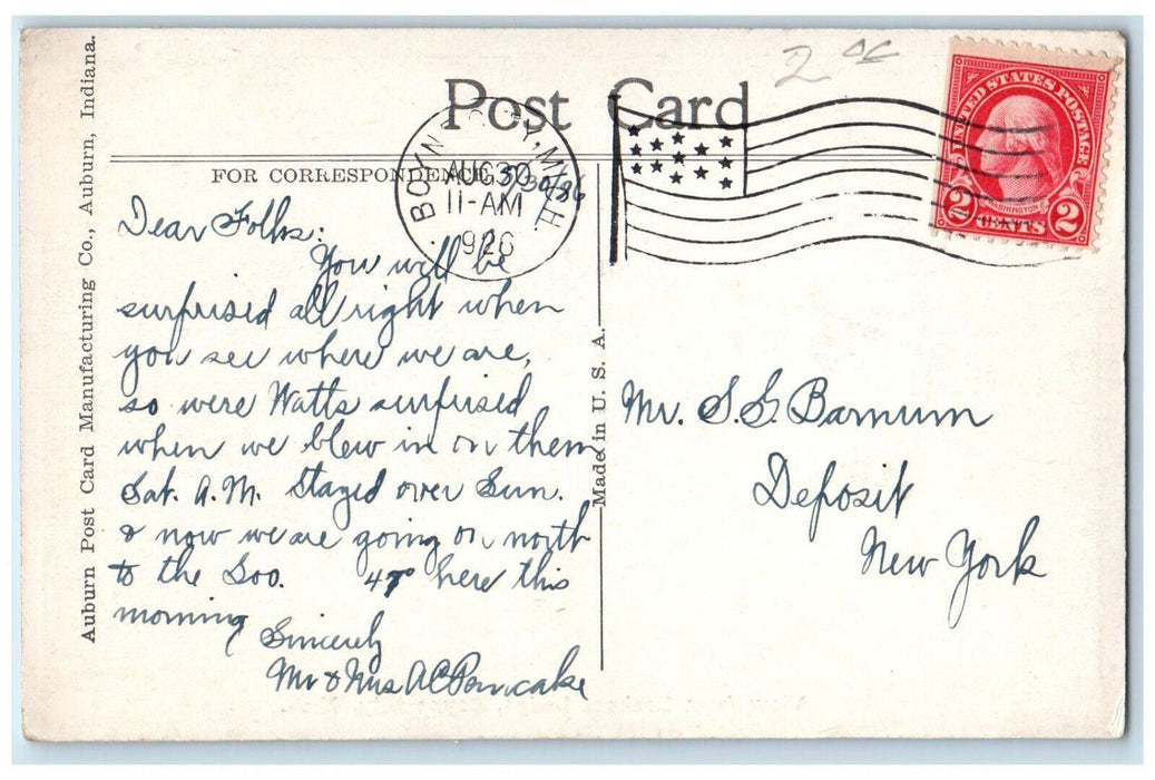 1926 View from Lookout Lodge Boyne City Michigan MI Vintage Postcard
