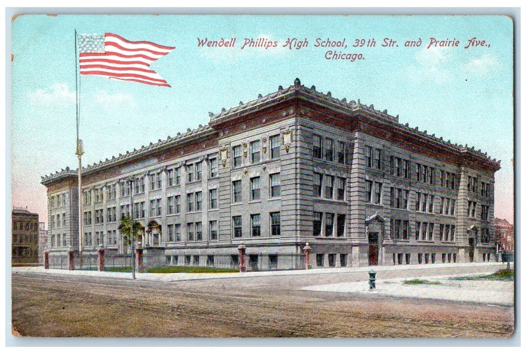 c1910s Wendell Phillips High School 39th St. And Prairie Ave Chicago IL Postcard