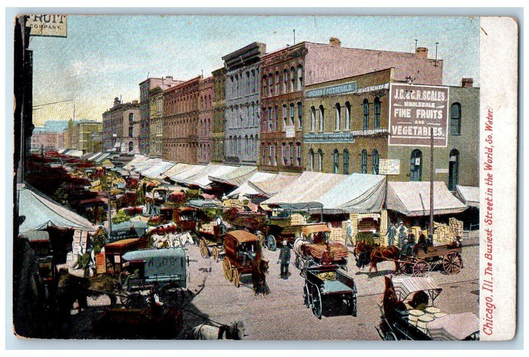 1918 The Busiest Street In World So Water Chicago Illinois IL Posted Postcard