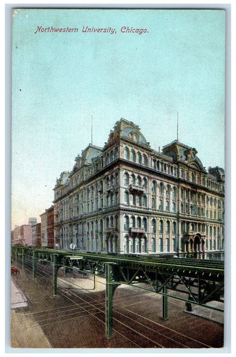 c1905s Northwestern University Street Scene Railway Chicago IL Unposted Postcard