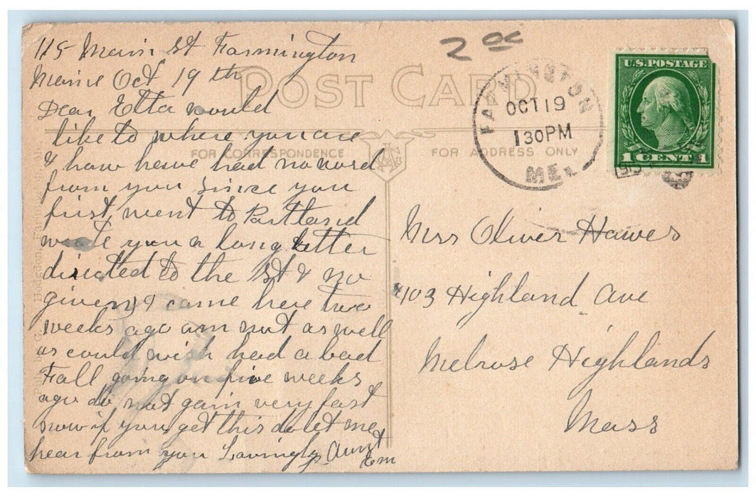 1915 Farmington Normal School Exterior Building Field Farmington Maine Postcard
