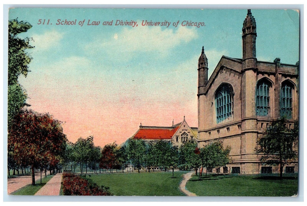 c1910s School Of Law And Divinity University Of Chicago View Chicago IL Postcard