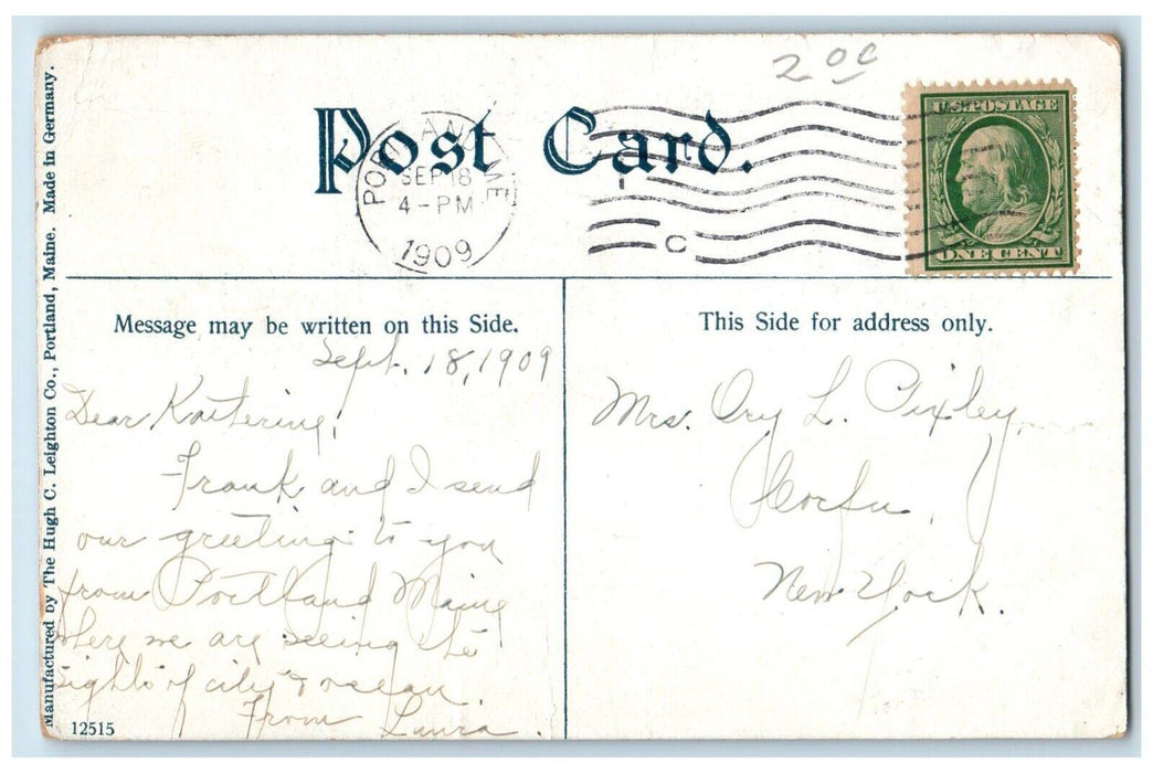 1909 Landing Little Diamond Island Shore Dock Pier Lake Casco Bay Maine Postcard