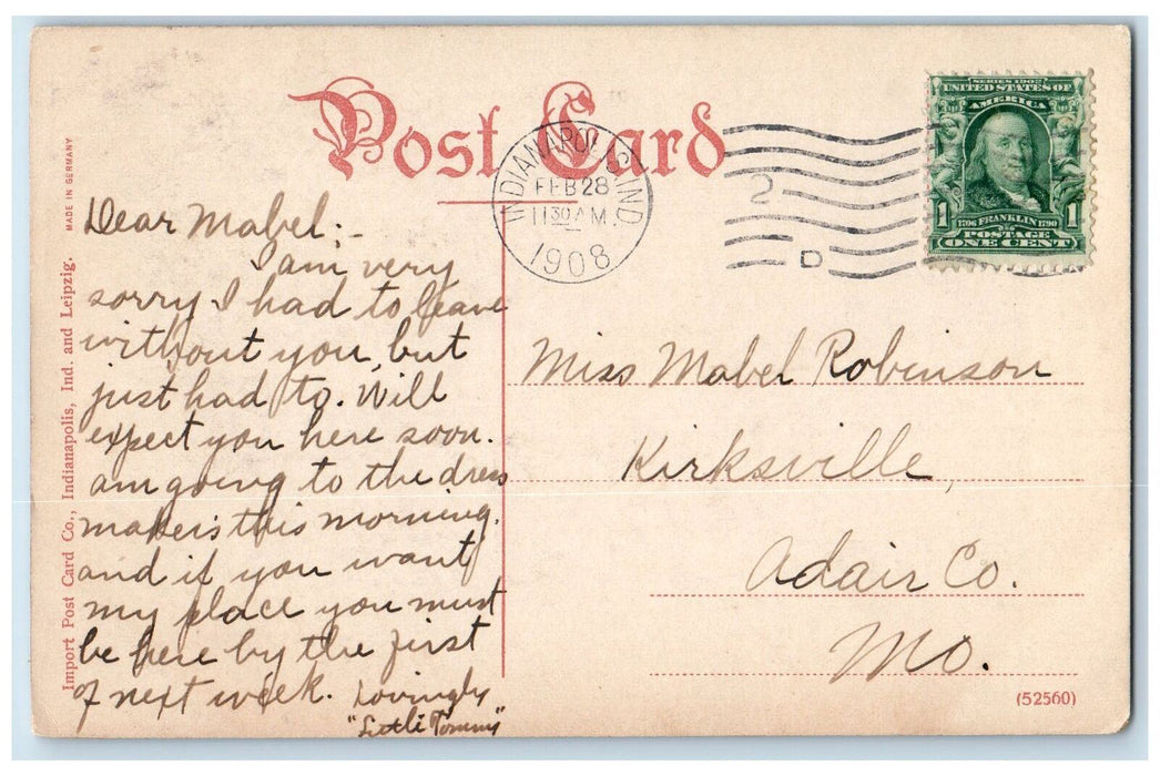 1908 Woodruff Place Fountain Indianapolis Indiana IN Posted Vintage Postcard