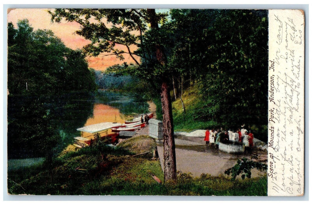 1912 Scene At Mounds Park Boat Scene Anderson Indiana IN Posted Vintage Postcard