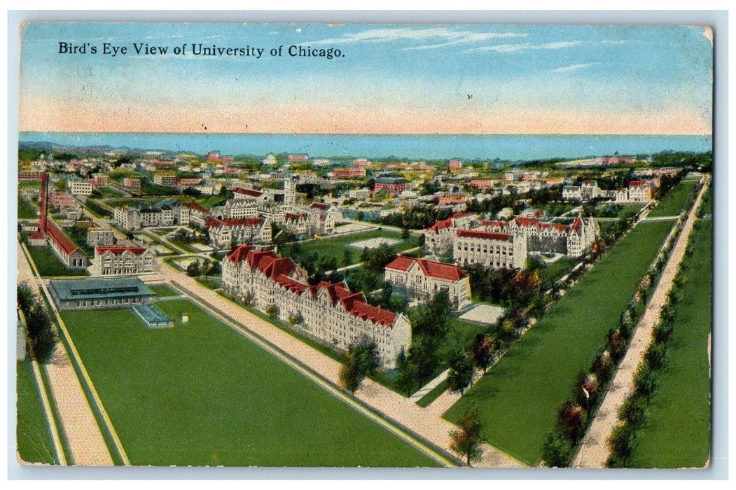1910 Bird's Eye View University Of Chicago Scene Chicago IL Posted Postcard