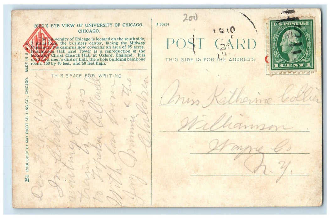 1910 Bird's Eye View University Of Chicago Scene Chicago IL Posted Postcard