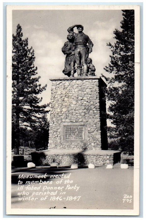 1949 Monument Erected Fated Donner Party Reno Nevada NV RPPC Photo Postcard