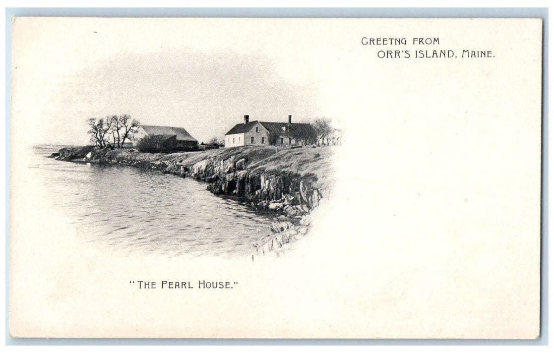 c1898 Greetings From Pearl House Exterior River Lake Orr's Island Maine Postcard