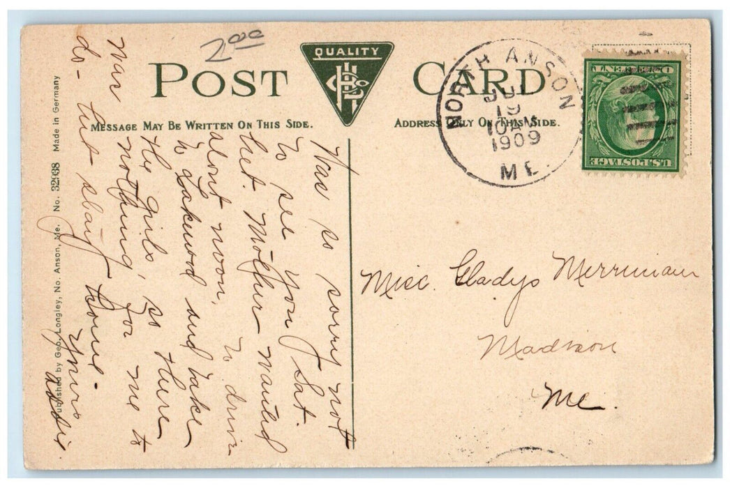 1909 Iron Bridge Carrabassett River Waves Exterior North Anson Maine ME Postcard