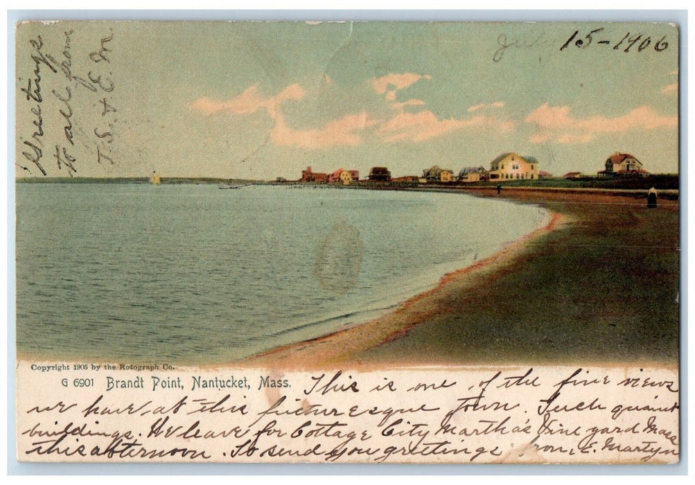 1906 Brandt Point Scene Rotograph Nantucket Massachusetts MA Posted Postcard