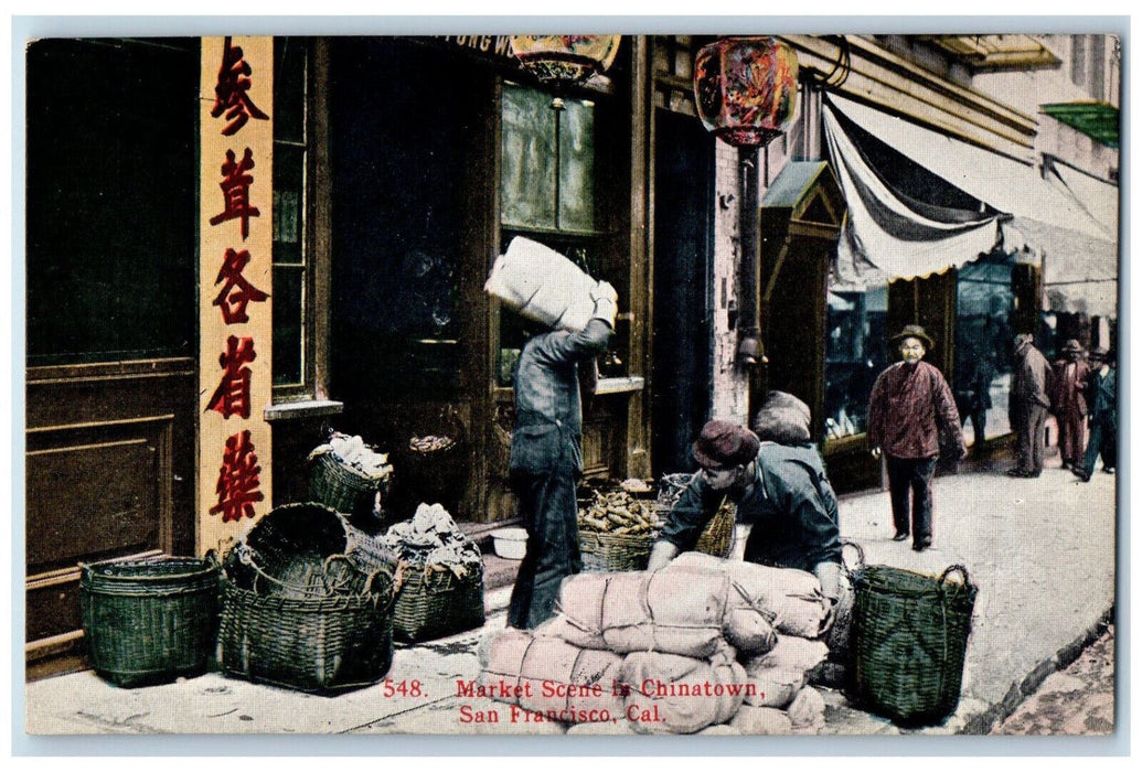 c1910 Market Scene in Chinatown San Francisco California CA Unposted Postcard