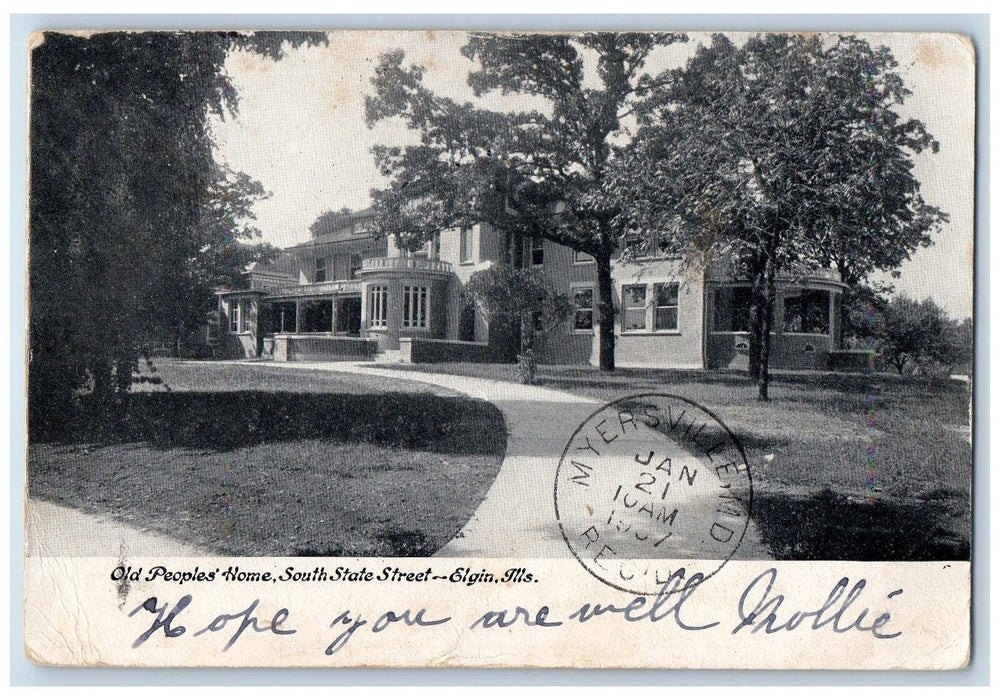1906 Old Peoples Home South State Street Elgin Illinois Posted Vintage Postcard