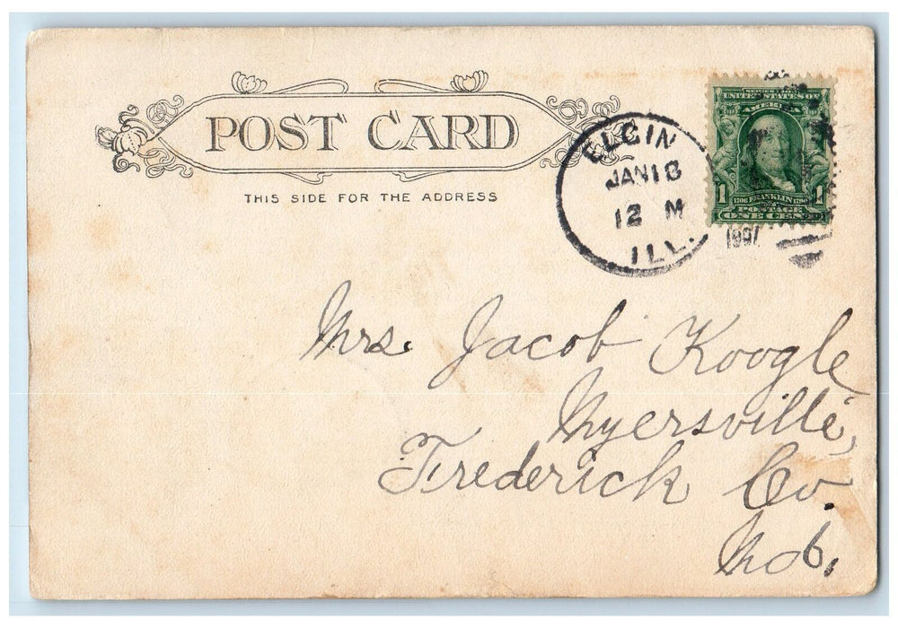 1906 Old Peoples Home South State Street Elgin Illinois Posted Vintage Postcard